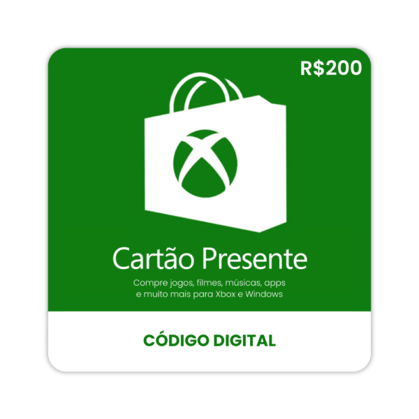 Gift Card para Xbox de 200 reais Cartão Presente